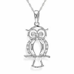 Wholesale 👏 Unbranded 10k White Gold Diamond Accent Owl Pendant 🥰