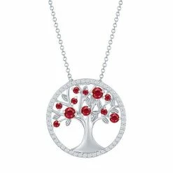 Best Sale ✨ Unbranded Sterling Silver Red Cubic Zirconia Tree Of Life Necklace ❤️