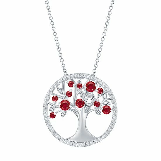 Best Sale ✨ Unbranded Sterling Silver Red Cubic Zirconia Tree Of Life Necklace ❤️