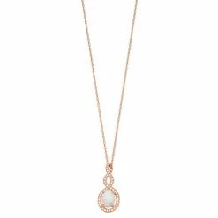 Best Sale ✔️ Unbranded 14k Rose Gold Over Silver Lab-Created Opal & Lab-Created White Sapphire Pendant Necklace 🎉