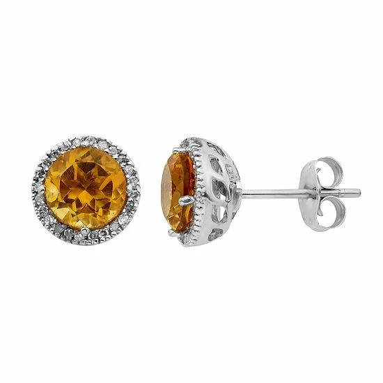 Promo 🤩 Unbranded Citrine 10K Gold And 1/8 Carat T.W. Diamond Round-Cut Halo Stud Earrings Rose 🤩 - Image 4