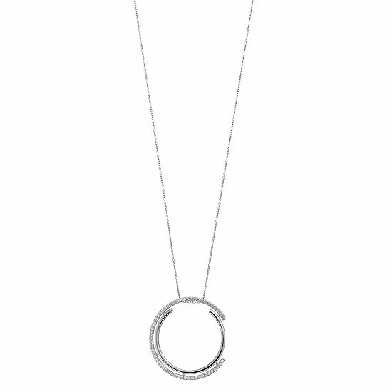 Outlet ๐ Unbranded Sterling Silver Cubic Zirconia Concentric Eternity Pendant Necklace ๐ - Image 2