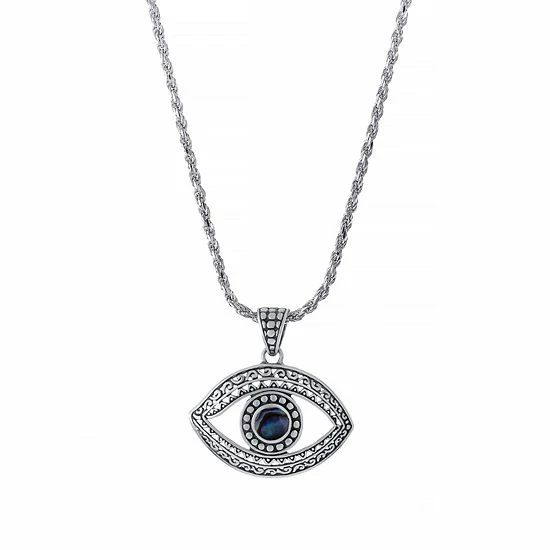 Hot Sale ๐ Unbranded Sterling Silver Oxidized Abalone Guardian Eye Pendant Necklace โญ