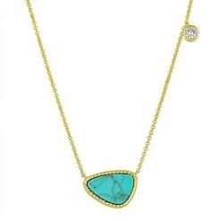 Wholesale 👍 Unbranded Simulated Turquoise & Cubic Zirconia Bezel Necklace 💯