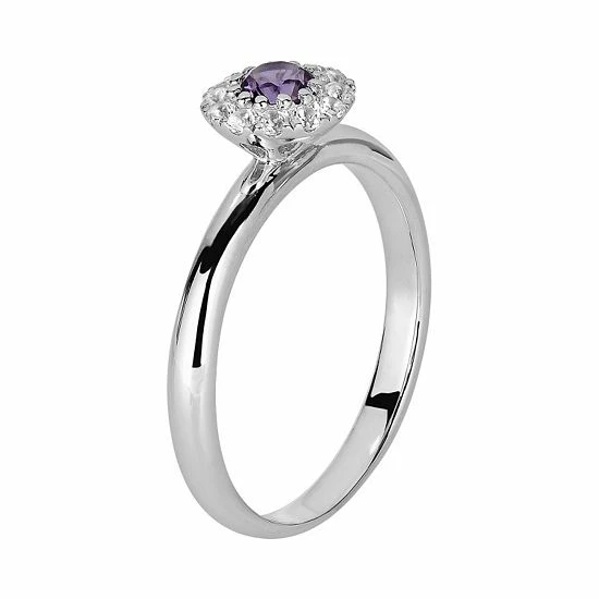 Outlet ๐ฏ Unbranded Oro Leoni Sterling Silver Amethyst & White Topaz Frame Ring ๐ - Image 2
