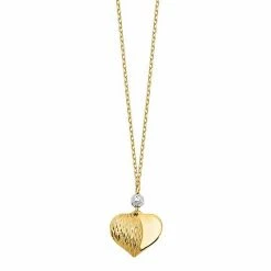 Hot Sale 👍 Unbranded Two Tone 14k Gold Textured & Polished Puffed Heart Necklace ❤️