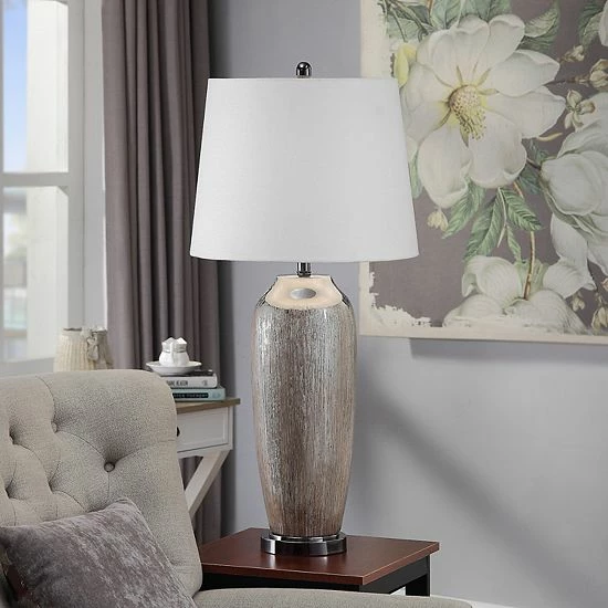 Best Sale 👍 Unbranded Ceramic Column Table Lamp With Black Nickel Base ⭐ - Image 2