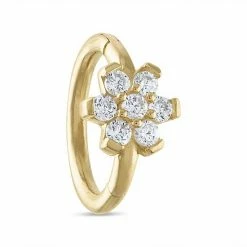 Deals 🔔 Unbranded 10k Gold Cubic Zirconia Flower Septum Clicker Nose Ring 🛒