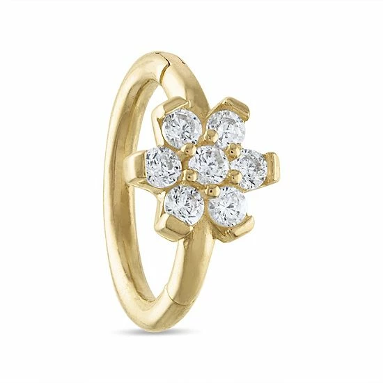 Deals ๐ Unbranded 10k Gold Cubic Zirconia Flower Septum Clicker Nose Ring ๐