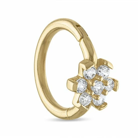 Deals ๐ Unbranded 10k Gold Cubic Zirconia Flower Septum Clicker Nose Ring ๐ - Image 2