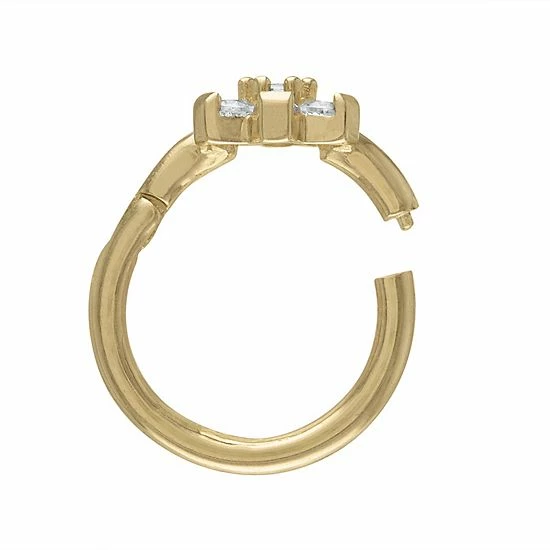 Deals ๐ Unbranded 10k Gold Cubic Zirconia Flower Septum Clicker Nose Ring ๐ - Image 3