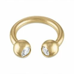 Best Pirce ⌛ Unbranded 14k Gold Cubic Zirconia Barbell Cartilage Ring 🎁