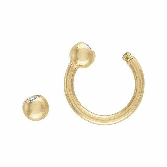 Best Pirce โ Unbranded 14k Gold Cubic Zirconia Barbell Cartilage Ring ๐ - Image 2