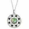 New 🛒 Unbranded Sterling Silver Abalone & Onyx Disc Pendant Necklace ❤️