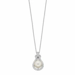 Buy ⭐ Unbranded Sterling Silver Freshwater Cultured Pearl & Cubic Zirconia Teardrop Pendant 🔔