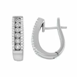 Wholesale ⭐ Unbranded Sterling Silver 1/5 Carat T.W. Diamond U Hoop Earrings 🧨
