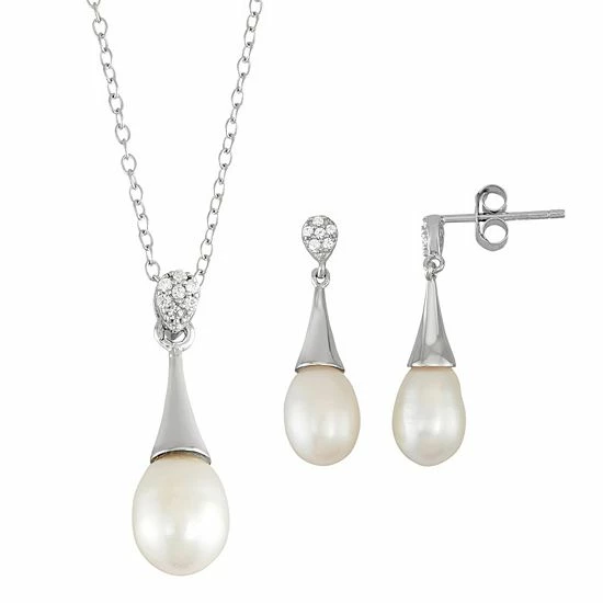 Buy ❤️ Unbranded Sterling Silver Freshwater Cultured Pearl Pendant & Drop Earring Set 🧨