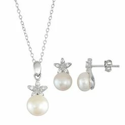 Best reviews of 🛒 Unbranded Sterling Silver Freshwater Cultured Pearl Flower Pendant & Stud Earring Set 🥰
