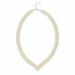 Brand new ⭐ Unbranded Freshwater Cultured Pearl Sterling Silver V Necklace ⌛