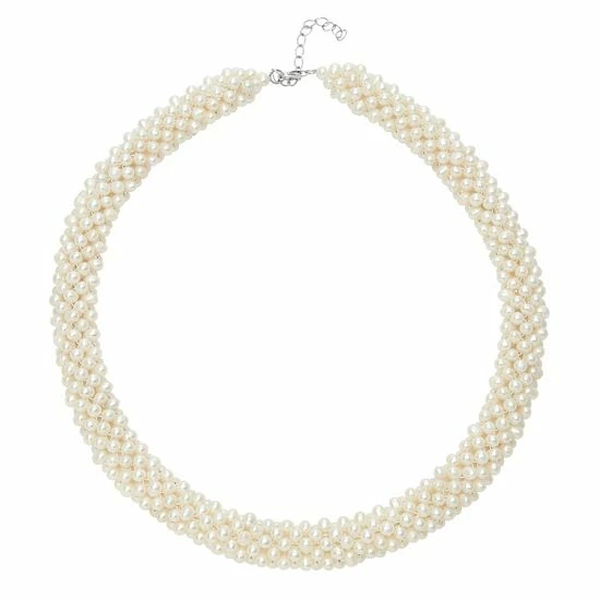 New 🌟 Unbranded Freshwater Cultured Pearl Sterling Silver Multistrand Necklace 🔔