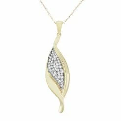 Best deal 👏 Unbranded 1/3 Carat T.W. Diamond 10k Gold Leaf Pendant Necklace 😍