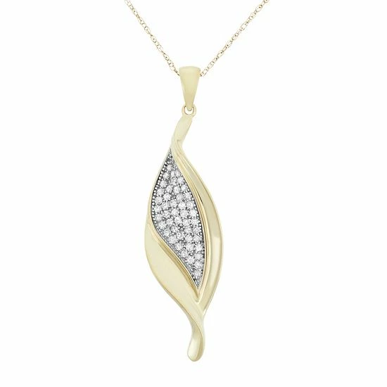 Best deal 👏 Unbranded 1/3 Carat T.W. Diamond 10k Gold Leaf Pendant Necklace 😍