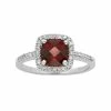 Deals 🥰 Unbranded Garnet & 1/5 Carat T.W. Diamond 10k White Gold Halo Ring 👍