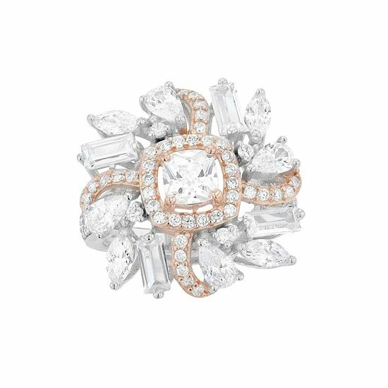 Best deal 💯 Unbranded Two Tone Sterling Silver Cubic Zirconia Cluster Ring ✨