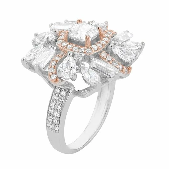 Best deal 💯 Unbranded Two Tone Sterling Silver Cubic Zirconia Cluster Ring ✨ - Image 2