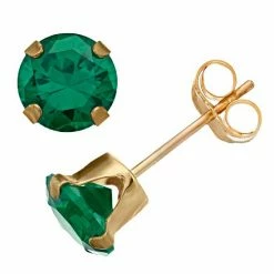 Wholesale 🌟 Unbranded Pure Gem Collection 10k Gold 6 Mm Lab-Created Emerald Stud Earrings 🛒