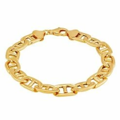 Best Pirce 👍 Unbranded Men's 18k Gold Over Silver 9.7 Mm Hollow Mariner Chain Bracelet 👏