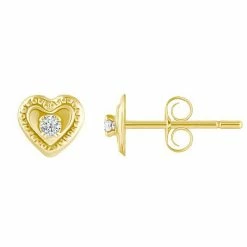 Wholesale 💯 Unbranded Kids' 14k Gold 1.5 Mm Cubic Zirconia Heart Stud Earrings 💯