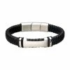 Hot Sale 👏 Unbranded Men's Black Leather Stainless Steel Bracelet 🔔