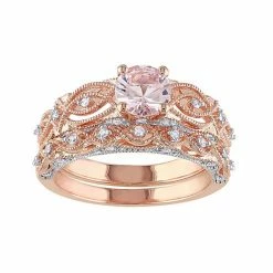 Wholesale ⌛ Unbranded Stella Grace 10k Rose Gold Morganite & 1/4 Carat T.W. Diamond Engagement Ring Set 😀