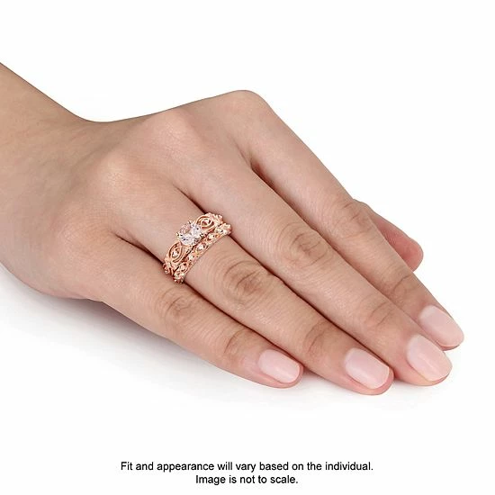 Wholesale โ Unbranded Stella Grace 10k Rose Gold Morganite & 1/4 Carat T.W. Diamond Engagement Ring Set ๐ - Image 3