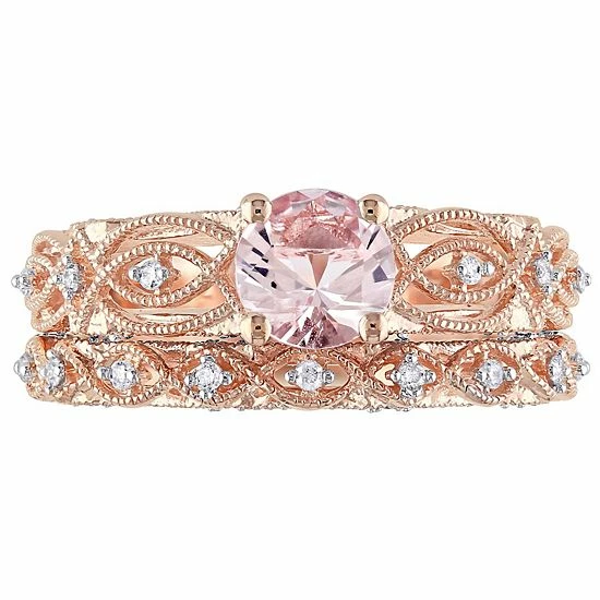 Wholesale โ Unbranded Stella Grace 10k Rose Gold Morganite & 1/4 Carat T.W. Diamond Engagement Ring Set ๐ - Image 4