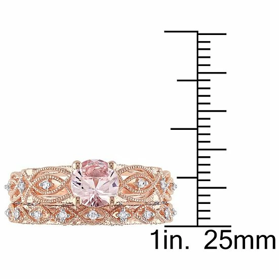Wholesale โ Unbranded Stella Grace 10k Rose Gold Morganite & 1/4 Carat T.W. Diamond Engagement Ring Set ๐ - Image 5