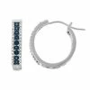 Promo 🛒 Unbranded Sterling Silver 3/8 Carat T.W. Blue Diamond Hoop Earrings 🌟