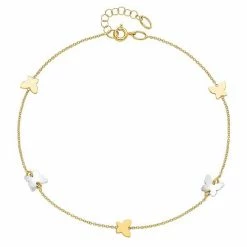 Best deal ⌛ Unbranded 14k Gold Two-Tone Butterfly Anklet 😉