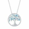 Cheap 💯 Unbranded Sterling Silver Blue Cubic Zirconia Tree Of Life Necklace 👍