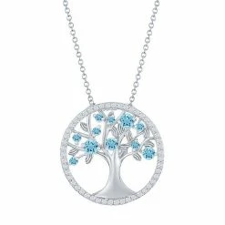 Cheap 💯 Unbranded Sterling Silver Blue Cubic Zirconia Tree Of Life Necklace 👍