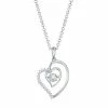 Coupon 👍 Unbranded Sterling Silver Double Heart Dancing Cubic Zirconia Necklace ❤️