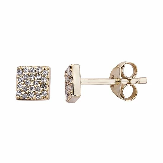 Wholesale 🌟 Unbranded 10K Gold 1/8 Carat T.W. Diamond Square Earrings White ❤️