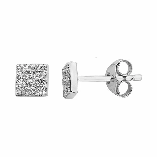 Wholesale 🌟 Unbranded 10K Gold 1/8 Carat T.W. Diamond Square Earrings White ❤️ - Image 2