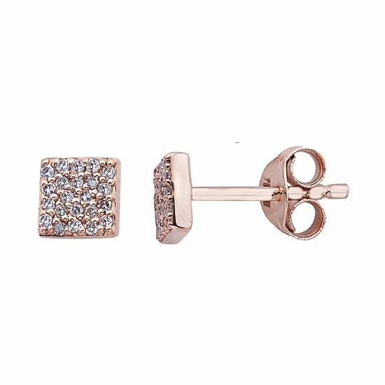 Wholesale 🌟 Unbranded 10K Gold 1/8 Carat T.W. Diamond Square Earrings White ❤️ - Image 3