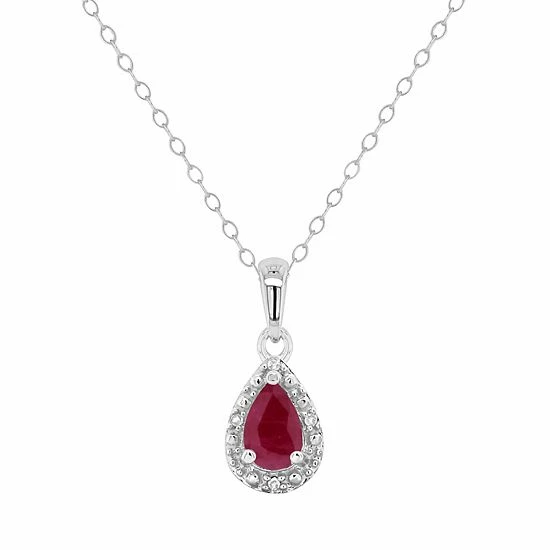 Cheap ⭐ Celebration Gems Sterling Silver Pear Shaped Genuine Ruby Diamond Accent Frame Pendant Necklace 🛒 - Image 5