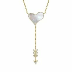 Buy 😉 Unbranded 14k Gold Plated Diamond Cubic Zirconia & 👩 Mother Of Pearl Cupid's Arrow Heart Y-Necklace 🔔