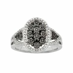 Best deal ⭐ Unbranded 1/10 Carat T.W. Black & White Diamond Sterling Silver Oval Ring ✔️