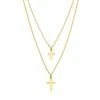 Best Sale 🔔 Unbranded 14k Gold Double Strand Cross Necklace ✨