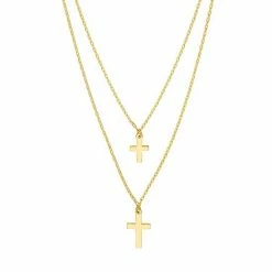 Best Sale 🔔 Unbranded 14k Gold Double Strand Cross Necklace ✨